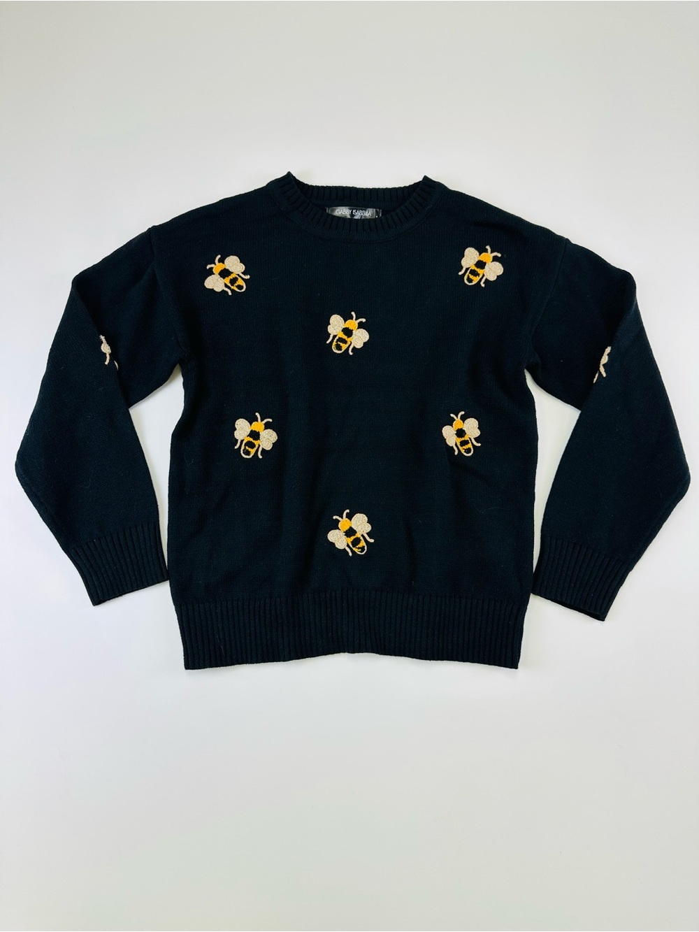 Gabby Isabella bumble bee sweater Small NEW crew neck Honey Bee Preppy Casual